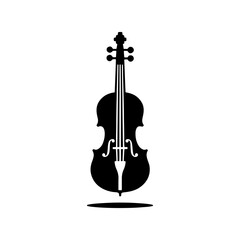  Black Vector Silhouette of a Violin, Emblem of Classical Elegance and Melodic Beauty- Violin Illustration- violin vector stock.
