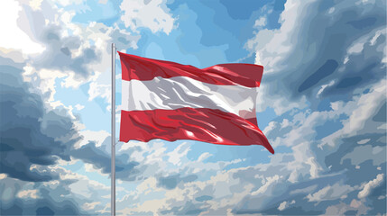 Flag Austria against cloudy sky. Country nation union