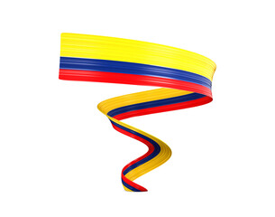 Obraz premium 3d Flag Of Colombia 3d Shiny Waving Twisted Ribbon Flag Isolated On White Background 3d Illustration