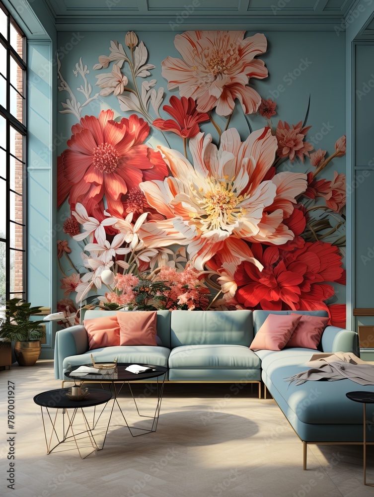 Poster Transform your design with vibrant floral patterns and botanical textures. Add a fresh touch to your projects with nature-inspired elements. Perfect for a lively and dynamic aesthetic, Generative AI.