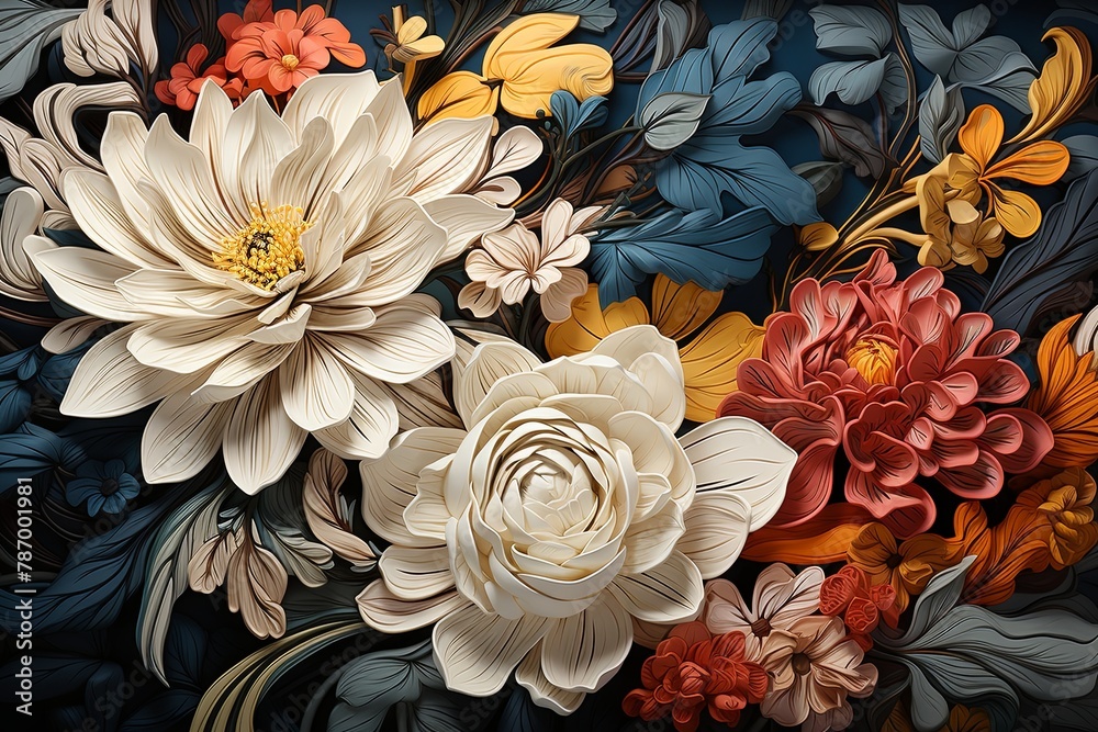 Poster Transform your design with vibrant floral patterns and botanical textures. Add a fresh touch to your projects with nature-inspired elements. Perfect for a lively and dynamic aesthetic, Generative AI.