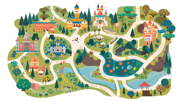 Floral Theme Park Maps theme park map floral landmark