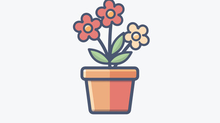Flower Plant Pot Outline Icon flat vector isolated on