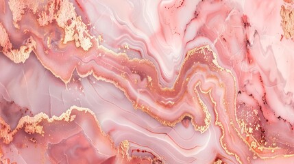 This image showcases a stunning abstract design of pink and gold marble pattern, giving a luxurious and elegant texture feel It can represent wealth, sophistication, and modern art