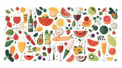 Food or drink illustrations attractive shapes and col - obrazy, fototapety, plakaty