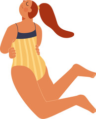 Woman with bikini hugs herself