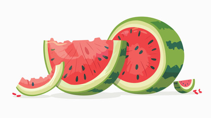 Fresh healthy watermelon fruit flat vector isolated o