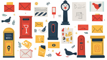 Mailboxes Postal letterboxes. Different postboxes enve