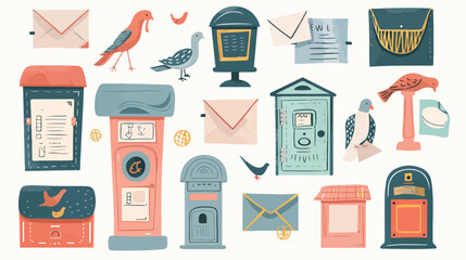 Mailboxes Postal letterboxes. Different postboxes enve