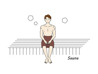 サウナ室でサウナを楽しんでいるサウナ好きの爽やかな男性 ととのう サウナ男子 シンプル イラスト
A refreshing man who likes saunas enjoying sauna in the sauna room. sauna men. Simple illustration Vector.