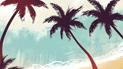 palm trees on the beach, ai generated