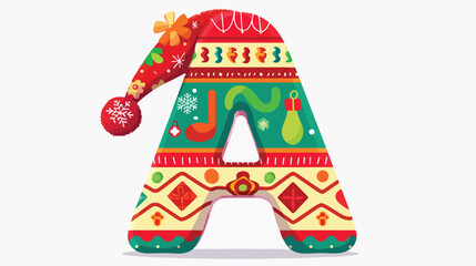 Funny Christmas alphabet letter A Vector illustration