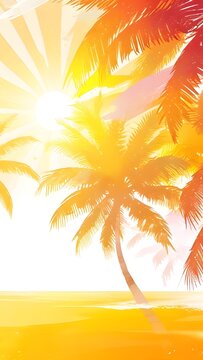 summer background with palm trees, ai generated