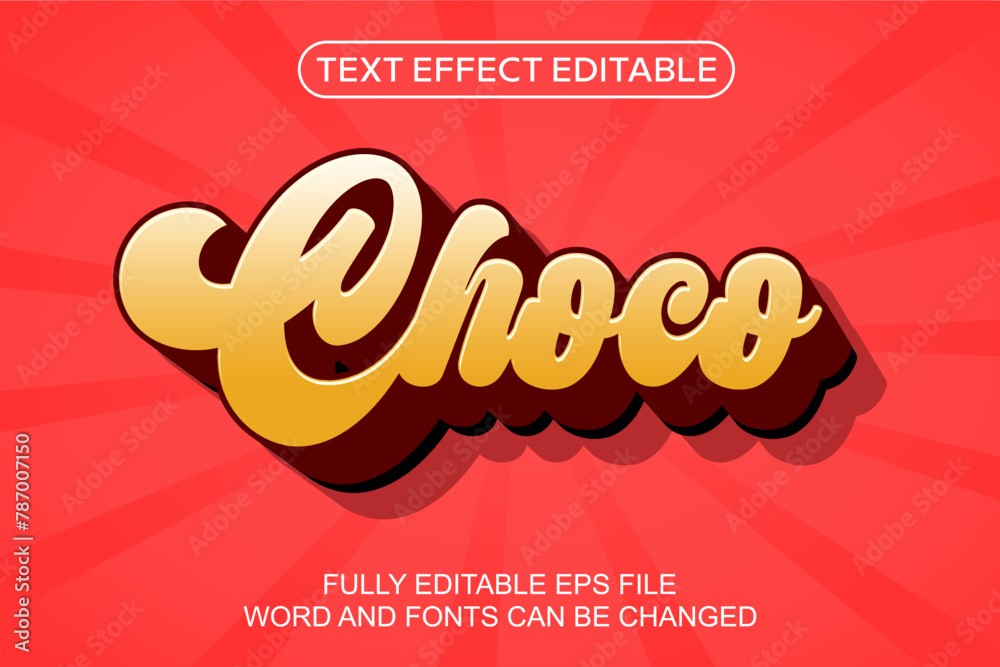 Wall mural 3d text effect choco vector editable