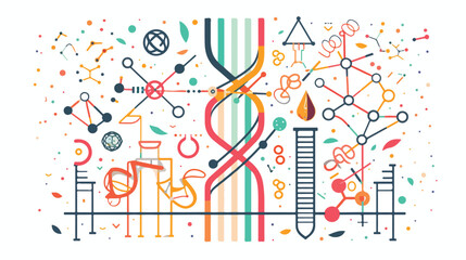 Modern Flat thin Line design biology genetics and bioe