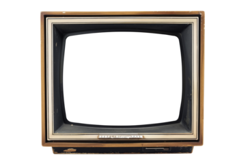 Old vintage television monitor screen with empty displays isolated background, flat view of computer screen, electronic device for showing detail.