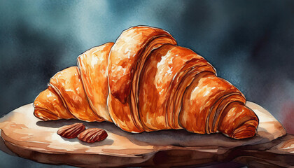 croissant on wooden table isolated - 787007738