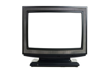 Old vintage television monitor screen with empty displays isolated background, flat view of computer screen, electronic device for showing detail.