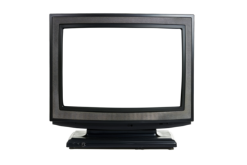 Old vintage television monitor screen with empty displays isolated background, flat view of computer screen, electronic device for showing detail.
