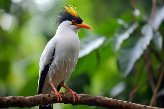 young Bali Mynah (Leucopsar rothschildi) bird in nature