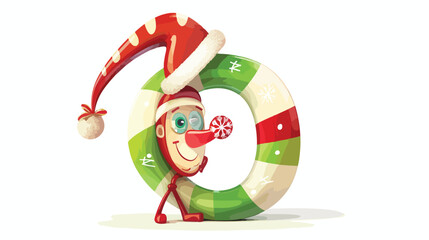 Funny Christmas alphabet letter Q Vector illustration