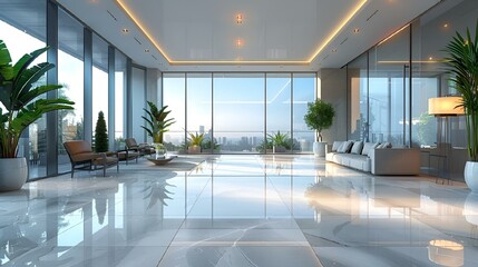 large white tiles in an elegant living room with beautiful views