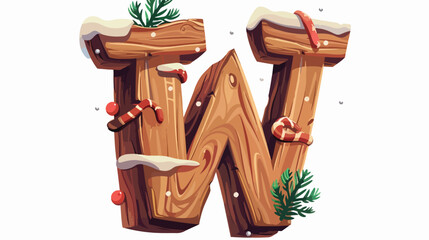 Funny Christmas alphabet letter white Vector illustration