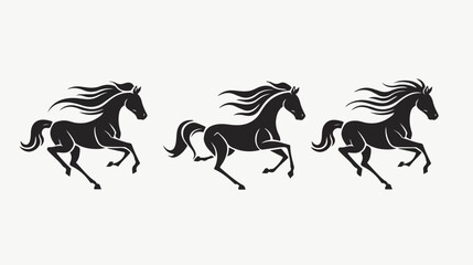 Galloping Horse Wind Mane Vector Logo collection 