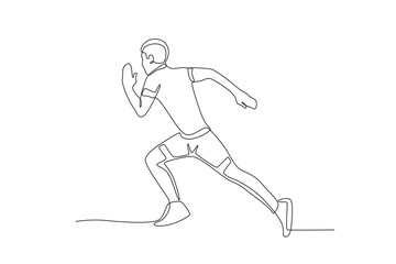 Running athlete who is competing. Olympics concept one-line drawing