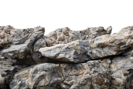 Large heavy rock stone isolated on background, flying rock in the space, natural giant boulder for decoration in garden yard.