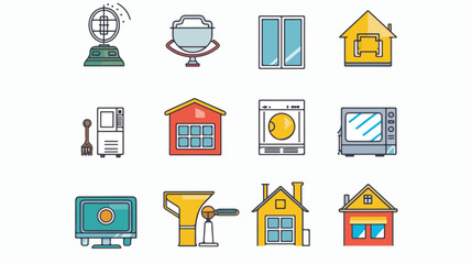 Outline mini concept infographic symbol icons of house