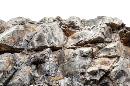 Large heavy rock stone isolated on background, flying rock in the space, natural giant boulder for decoration in garden yard.