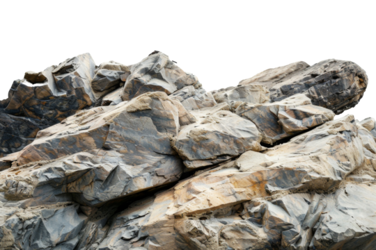 Large heavy rock stone isolated on background, flying rock in the space, natural giant boulder for decoration in garden yard.