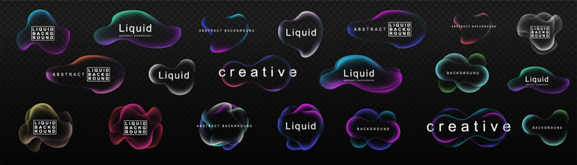 Gradient neon color sphere. Round holographic gradients. Glowing bright liquid gradient shape. Curved line for banner and flyer, social media. Vector twirl. - obrazy, fototapety, plakaty
