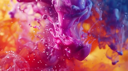 Vibrant explosion of colorful paint drops captured in high resolution