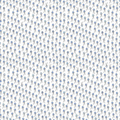 Doodle stick figures with blue-hued heads arranged in rows diagonally on a white background. Subtle surface art seamless pattern for printing or use in graphic design.