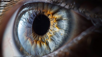 Detailed close-up of a human eye with intricate iris patterns and natural colors
