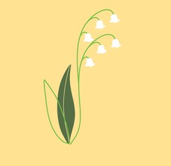 Lily of the valley flower illustration on colorful background  - obrazy, fototapety, plakaty