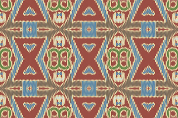 Fabric ethnic tribal pattern art. Ethnic ikat seamless pattern. American and Mexican style. Design for background, wallpaper, illustration, fabric, clothing, carpet, textile, batik, embroidery.