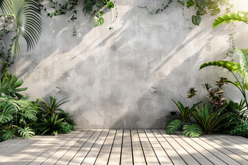AI Generative. 3D Rendering of modern outdoor space. Empty space for product display with minimal...