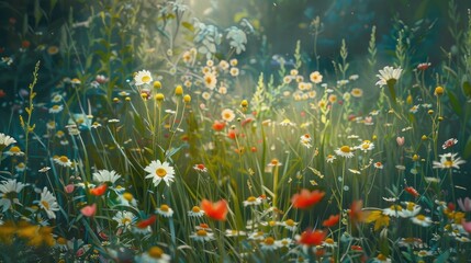 Fototapeta na wymiar Summer Meadow of Wildflowers