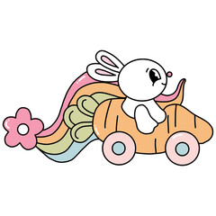 rabbit driving carrot