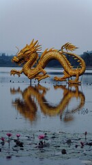Beautiful view of golden dragon the landmark at  Ang kep nam chat pa wai view point in Suanpueng,...