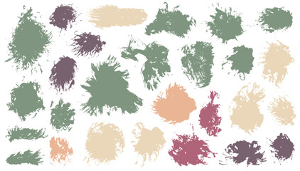 Watercolor muddy brush stroke mega bundle. Freehand smudge blotch bold elements. Spill blot textured sticker stamp batch. Brushstroke ink blots drawing.