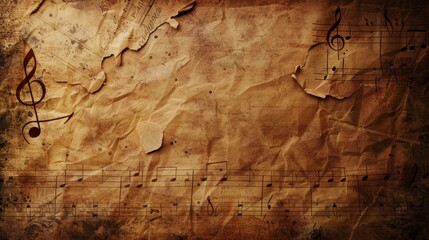Vintage paper background with musical notes and grunge texture for artistic designs