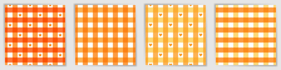 Buffalo tartan endless ornament set. Preppy vichy checkered plaid fabric print collection