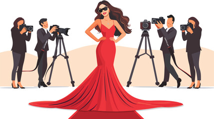 Glamorous Hollywood actress posing for paparazzi 