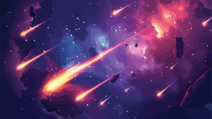 Zelfklevend Fotobehang Realistic color vector meteor galaxy asteroid comet in © RedFish