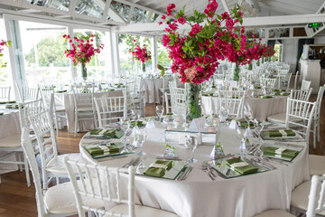 The elegant wedding table ready for guests.