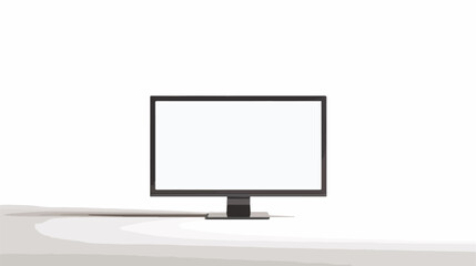 Realistic computer dark grey display with blank white